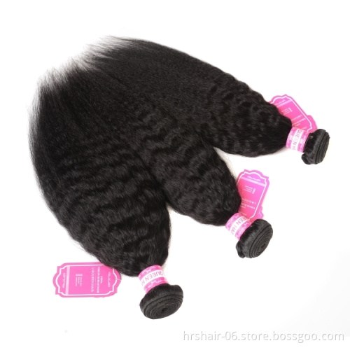 Peruvian Virgin Hair Weave 10-24inch 3bundles with a closure lot Natural Color Kinky Straight Unprocessed Human Hair Extension